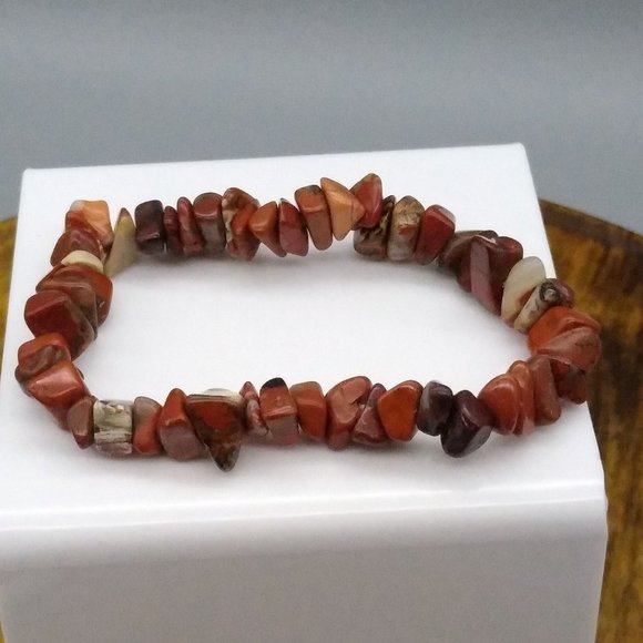 Tumbled Red Jasper Stretch Bracelets Bundle, Vintage Lot of 2 - Picture 4 of 5